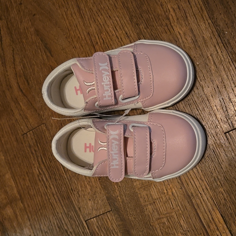 Hurley Toddler Girls Casual Velcro Sneakers Size 6 Pink White Stylish & Comfort